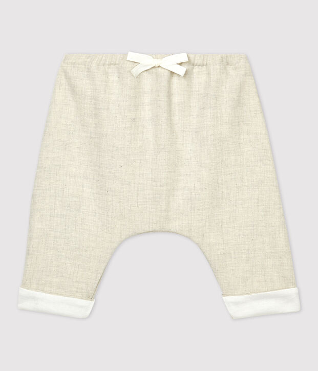 Pantalon b&eacute;b&eacute; flanelle en coton biologique beige